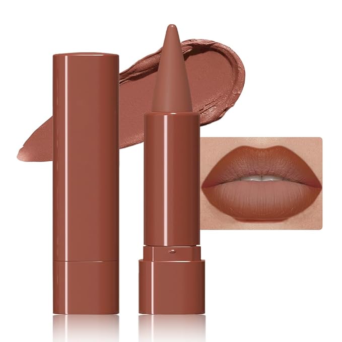 Sienna Gradient Matte Lipstick Crayon Lip Liner pencil for Women, Flawless Contour Gradual Ombre Effect lip Pencil, Long Lasting Waterproof Smudge Proof Lipstick Pencil 04#
