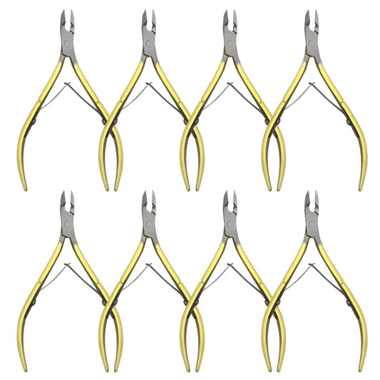 XINMEIWEN 8Pieces Cuticle Trimmer Cuticle Nipper Cuticle Remover Cuticle Cutter Stainless Steel Cuticle Cutter Clipper Nail Tools for Fingernails and Toenails (Gold)