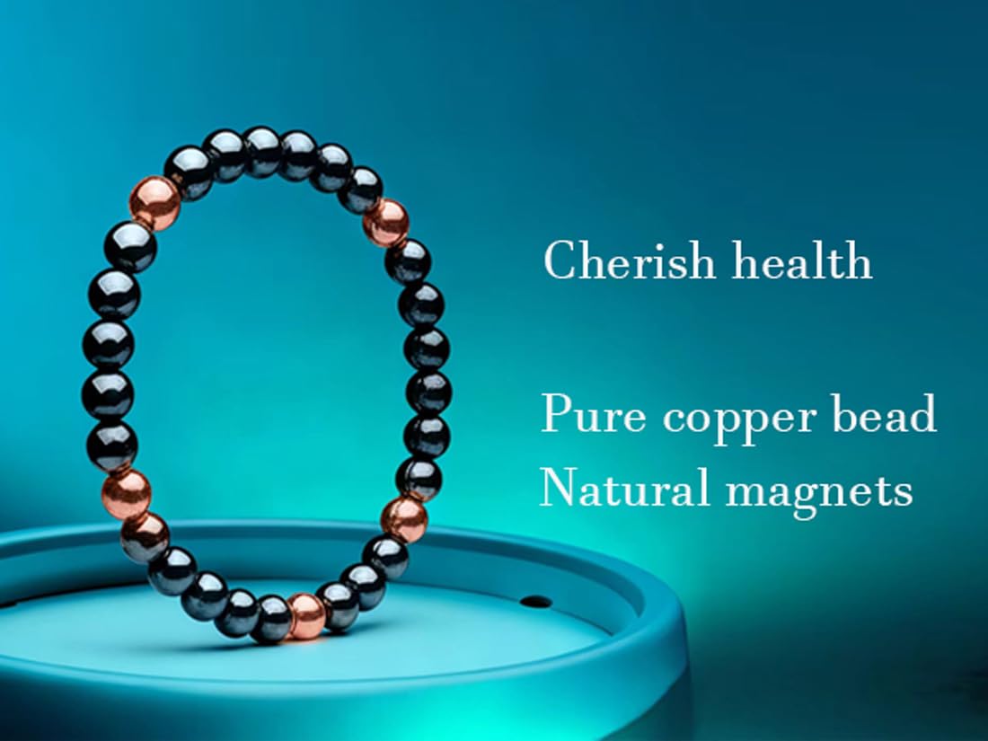 Drkao Copper Bracelet with Magnet Healing Bracelet for Woman Hematite Magnetic Copper Bracelet , Christmas Gift, Valentine's Day, Boss day, Pulsera De Cobre Para Mujer for Family Mom Presents, One Pack Copper Red