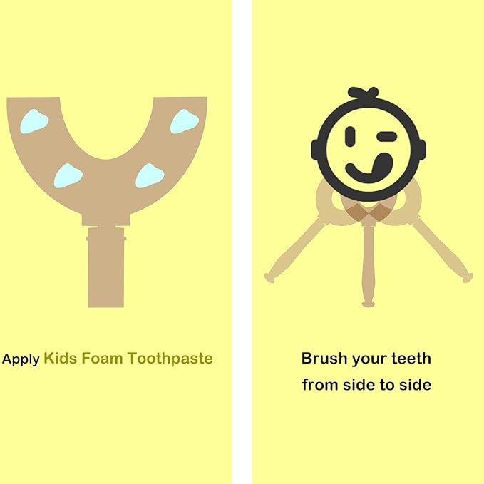 U Shaped Kids Toothbrush 4 Pack, U-Type Whole Mouth Toothbrush for Kids (Age 6-10)