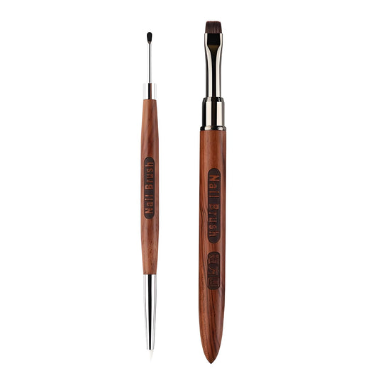 Double Nail Art Sculpture Pen: Silicone & Metal Dual Tipped Nail Brushes Silicone Nail Art Tools for Design Nail Foil Carving Drawing Shaping Effect Nail Art Pens for Home and DIY (Brown)