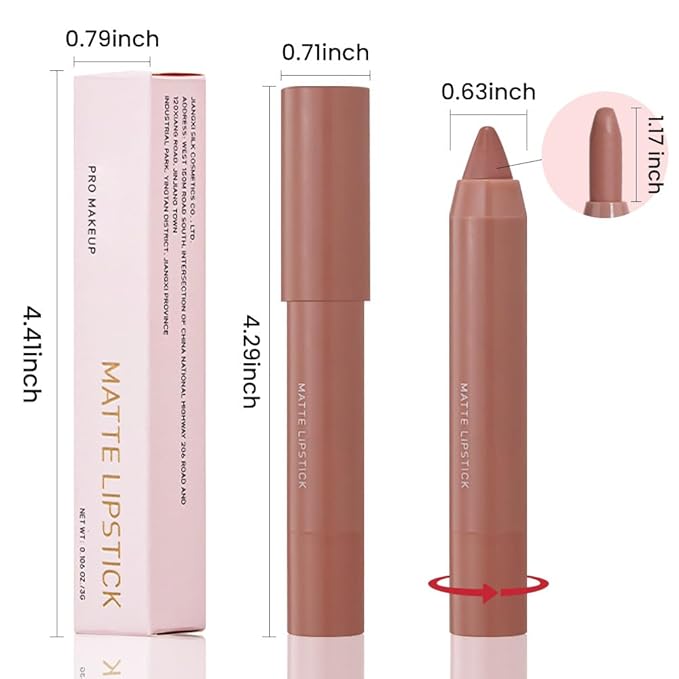 BINGBRUSH Crayon Matte Longwear Lipstick Pack Set,Moisture Smooth Color Stick Ultimate Lip Crayon for Makeup Collection - Waterproof Velvet Lipgloss (3pcs 02#&04#&06#, 3 Count (Pack of 1))