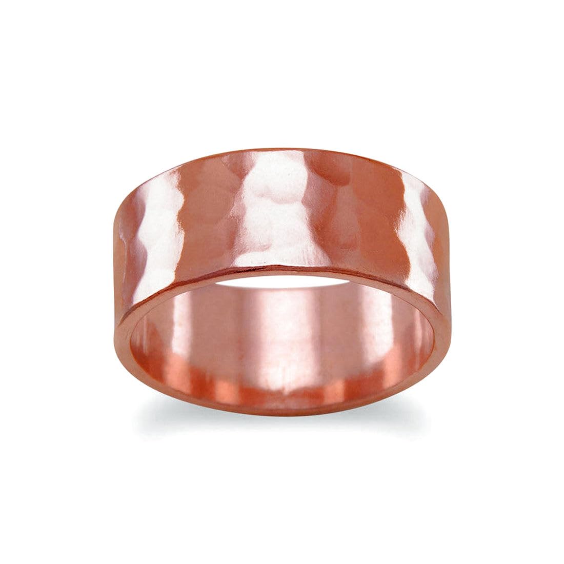JewelryWeb 8mm Solid Copper Hammered Ring Size 9 Band Style-Ring for Women