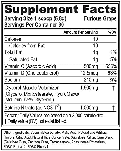 EVL PumpMode Nitric Oxide Supplement - Nitric Oxide Booster Pump Pre Workout Powder with Glycerol and Betaine for Muscle Recovery Growth and Endurance - Stim Free Pre Workout Drink (Furious Grape)