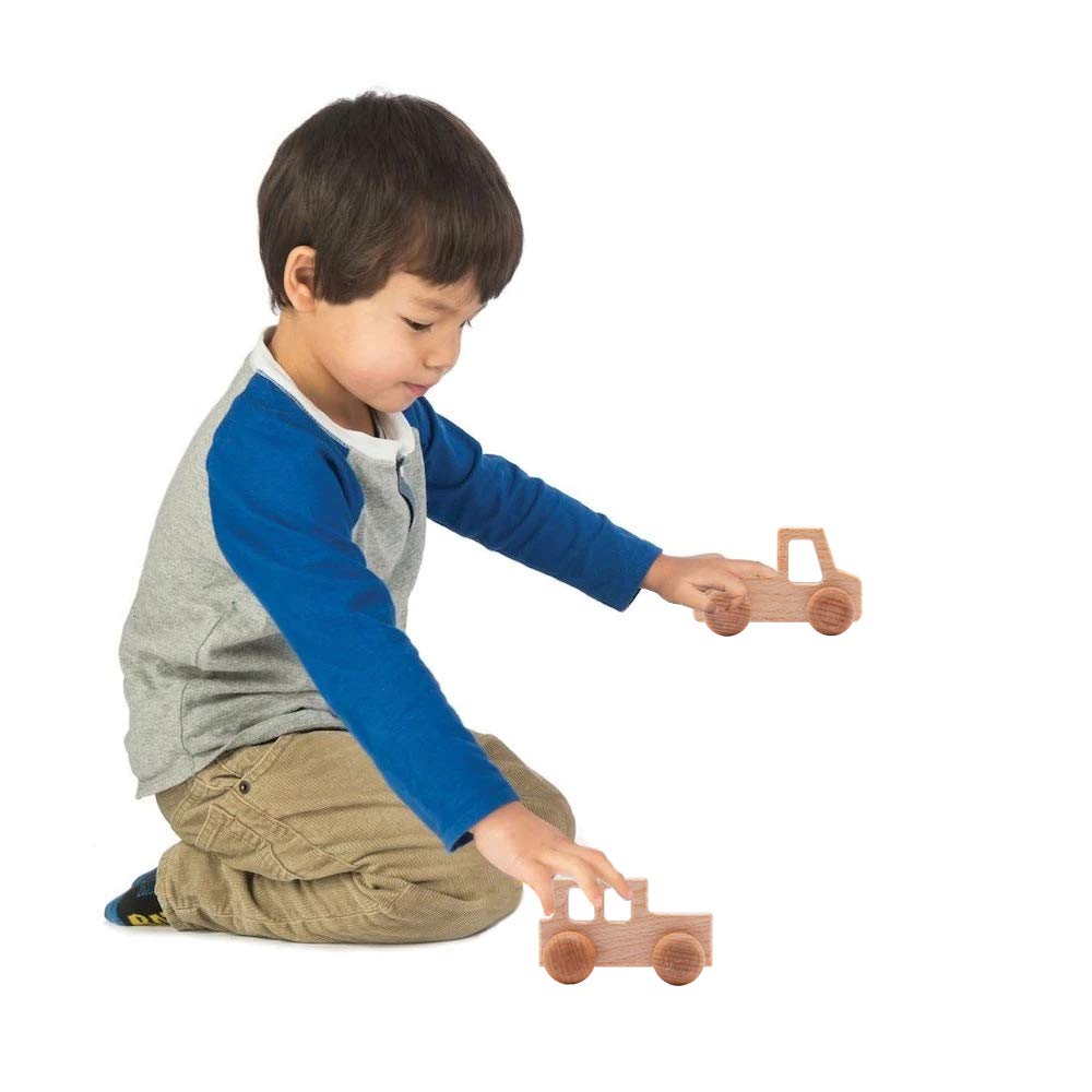 2PC Truck Shape Wooden Rattles Baby Teether Toys Montessori Inspired Teething Push Toys Perfect Shower Gift for Baby