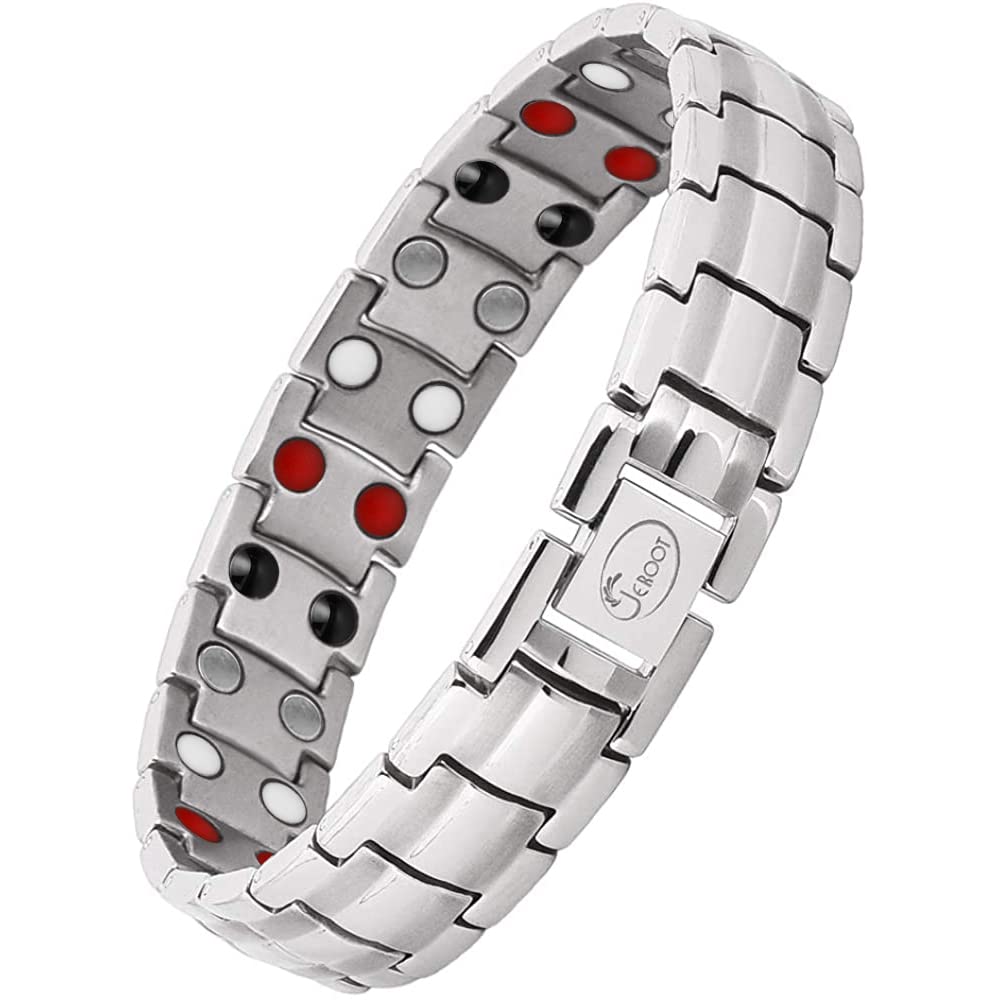 JEROOT Magnetic Bracelets for Men, Pure Titanium Bracelet (3500Gauss Per Magnet), Men's Bracelet Lymphatic Jewelry Gifts (Colorful-1)
