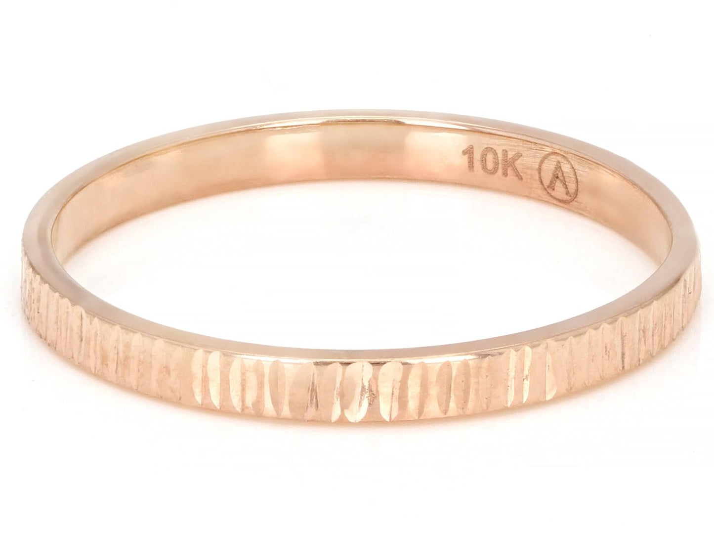 JTV 10K Gold 2 mm Textured Band Ring - Unisex Wedding Band - Elegant, Durable, & Comfortable for Everyday Wear, Anniversary, or Gift - (Rose Gold, 11)