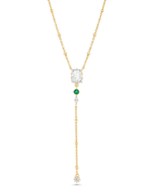 Long Drop 18K Gold Plated Stacked Layered Beaded Green Emerald CZ Pendant Necklace For Wome by SNGIA, Dainty Trendy Birthstone Gemstone Statement Jewelry Gifts, Bohemian Vintage Handmade Unique Exaggerated Cute Thin Skinny Dainty Chain, Summer Beach Fashi