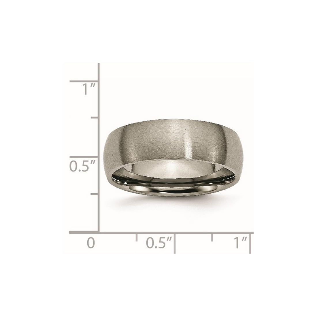 JewelryWeb Titanium Half Round 7mm Brushed Band Ring Size 12 Ring for Women and Men
