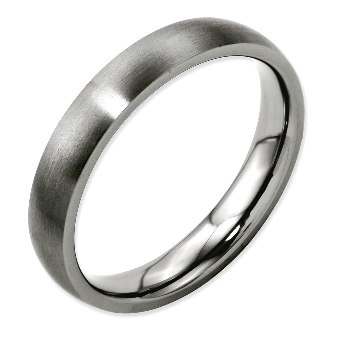 JewelryWeb Titanium Half Round 4mm Brushed Comfort-Fit Wedding Band Ring Size 5 Wedding Band for Women and Men