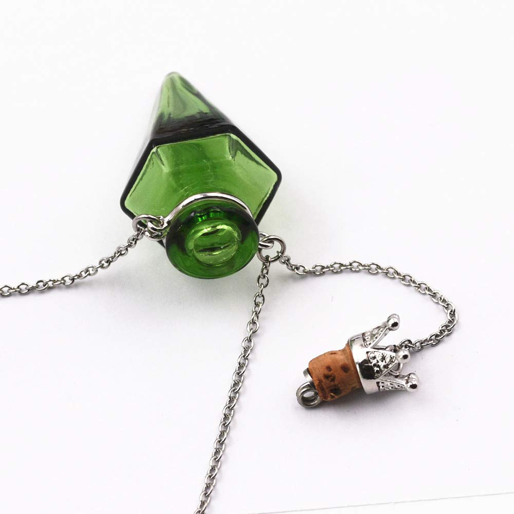 Colored glass Pendant Necklace Aromatherapy Perfume bottle necklace 50cm Stainless steel chain (Grape purple)