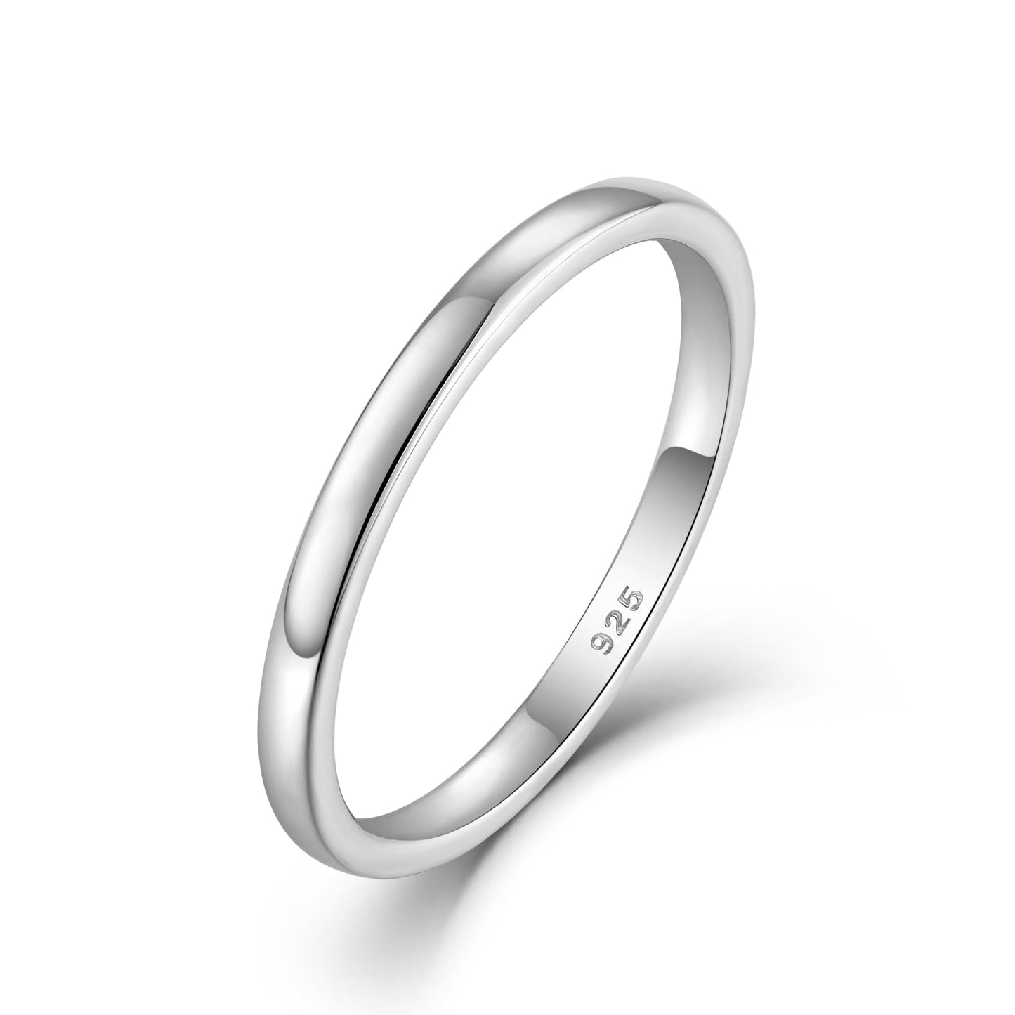 STARCHENIE Solid 925 Sterling Silver 2mm Wedding Band Ring, Comfort Fit High Polish, for Men and Women (Size 10)
