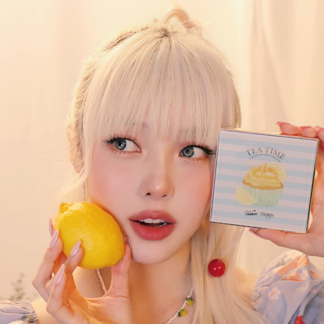 FreshO2 x Pony | Lemon tart multi-use Palette | 2 shades of highlight and 2 shades of contour｜ Delicate pearl like shimmer, super smooth | Made In Taiwan | Vegan Cruelty Free