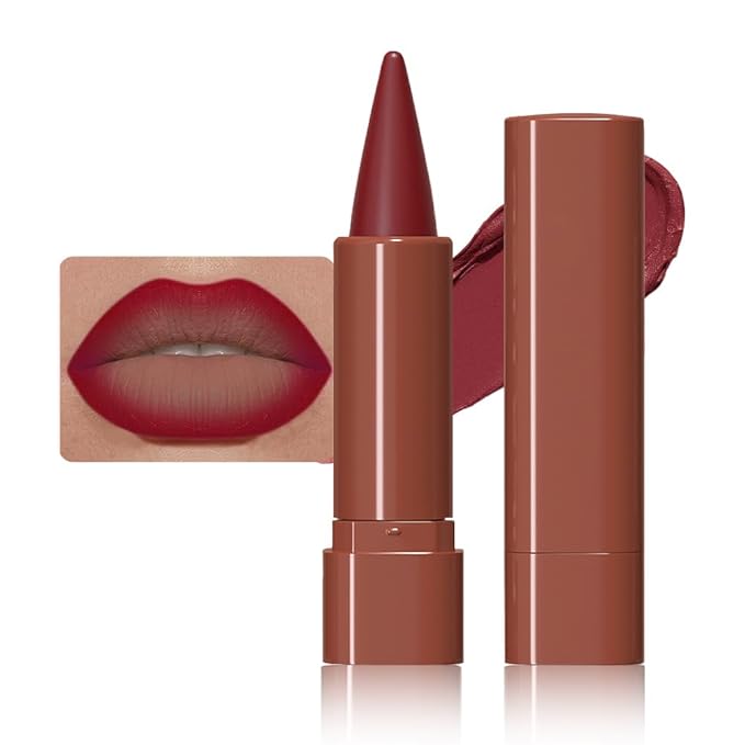 BINGBRUSH 2-in-1 Gradient Lip Liner & Lipstick Combo,Matte Longwear Waterproof Lip Pencil with Cone Tip,Smudge Proof Crayon for Flawless Ombre Contour,Women's Long Lasting Makeup Set (07#Vivid Auburn)