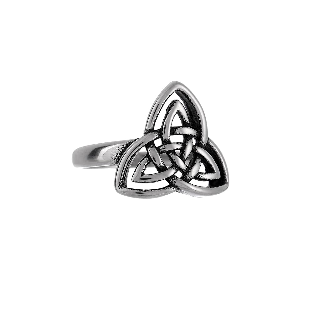 YWMAN Celtic Knot Rings for Women, Stainless Steel Triquetra Trinity Ring, Witches Knot Irish Jewelry Gift (13)
