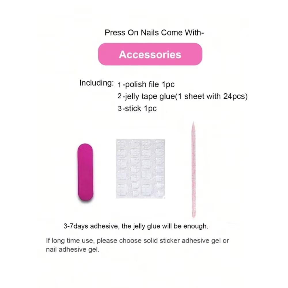 MXYIYANR Press on Nails Almond Fake Nails, Hnadmade French Tip False Nails with 3D Design Fingernails, Full Cover Stick on Nails for Women Manicure 10 Pcs (M)