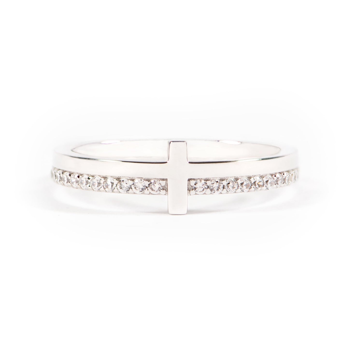 STORYJEWELLERY 925 Sterling Silver Rings, Cross Rings for Women, Purity Ring, Christian Ring, Christian Jewelry for Women, Confirmation Gifts, Baptism Gifts, Size 12