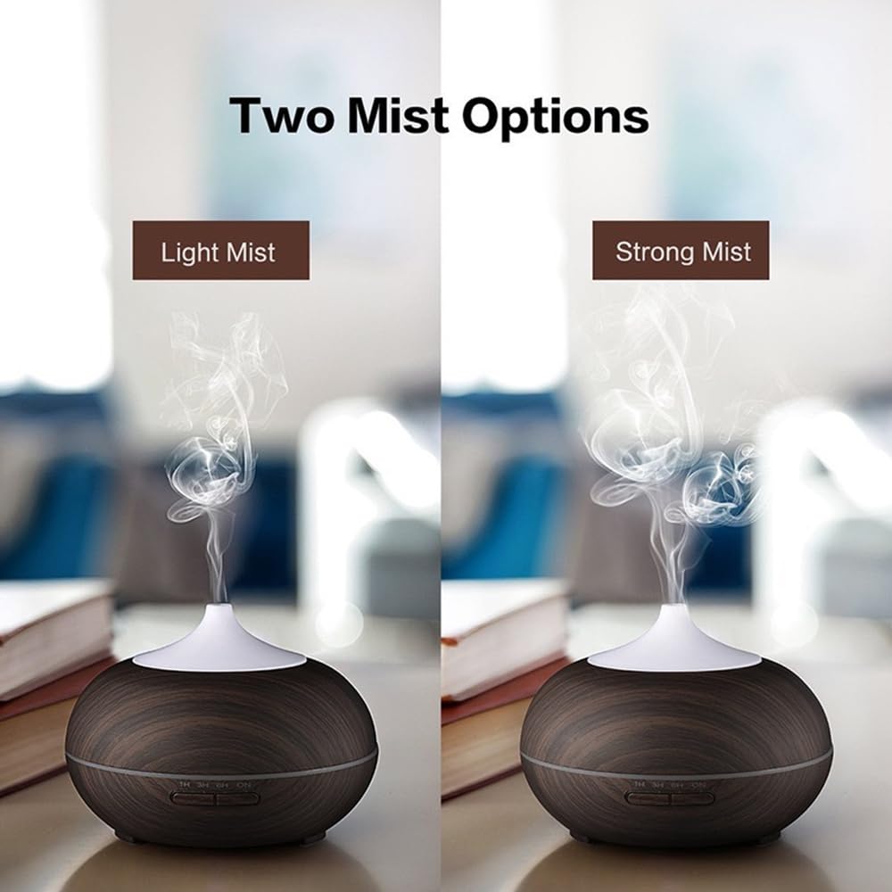 550ml Large Capacity Essential Oil Diffuser with 6 Essential Oil Set, Aromatherapy Ultrasonic Air Humidifier with Timer Setting, 7 Color LED Night Light and Waterless Auto-Off Functions for Home, Spa