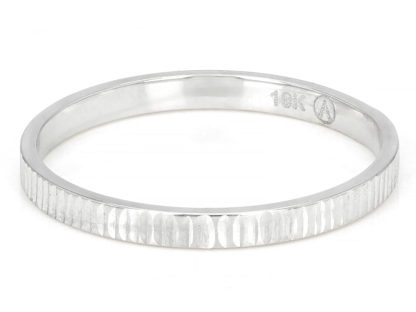 JTV 10K White Gold, Yellow Gold or Rose Gold 2mm Textured Band Ring - Elegant and Durable Wedding Band for Men and Women (White Gold, 5)