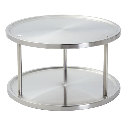 Juvale 2-Tier Lazy Susan Spice Rack Organizer for Cabinet - 10.5 in, Stainless Steel - Kitchen Countertop Organizer & Spice Carousel for Pantry Organization