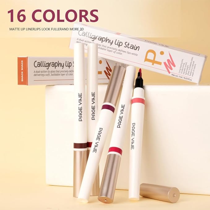 Matte Calligraphy Liquid Lip Liner Lipstick Pencil, Lunar Berry Long-Lasting Transfer-Proof Lip Stain, Lightweight Lipstick, Sheer Buildable Color, Fades to a Natural Wash of Colors