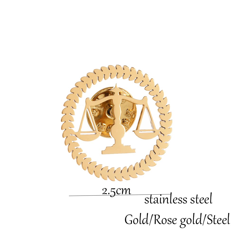 Metal Balance Badges Suit Brooch Libra Scales Brooches For Men (gold pin+tie clip+ cuff-link)