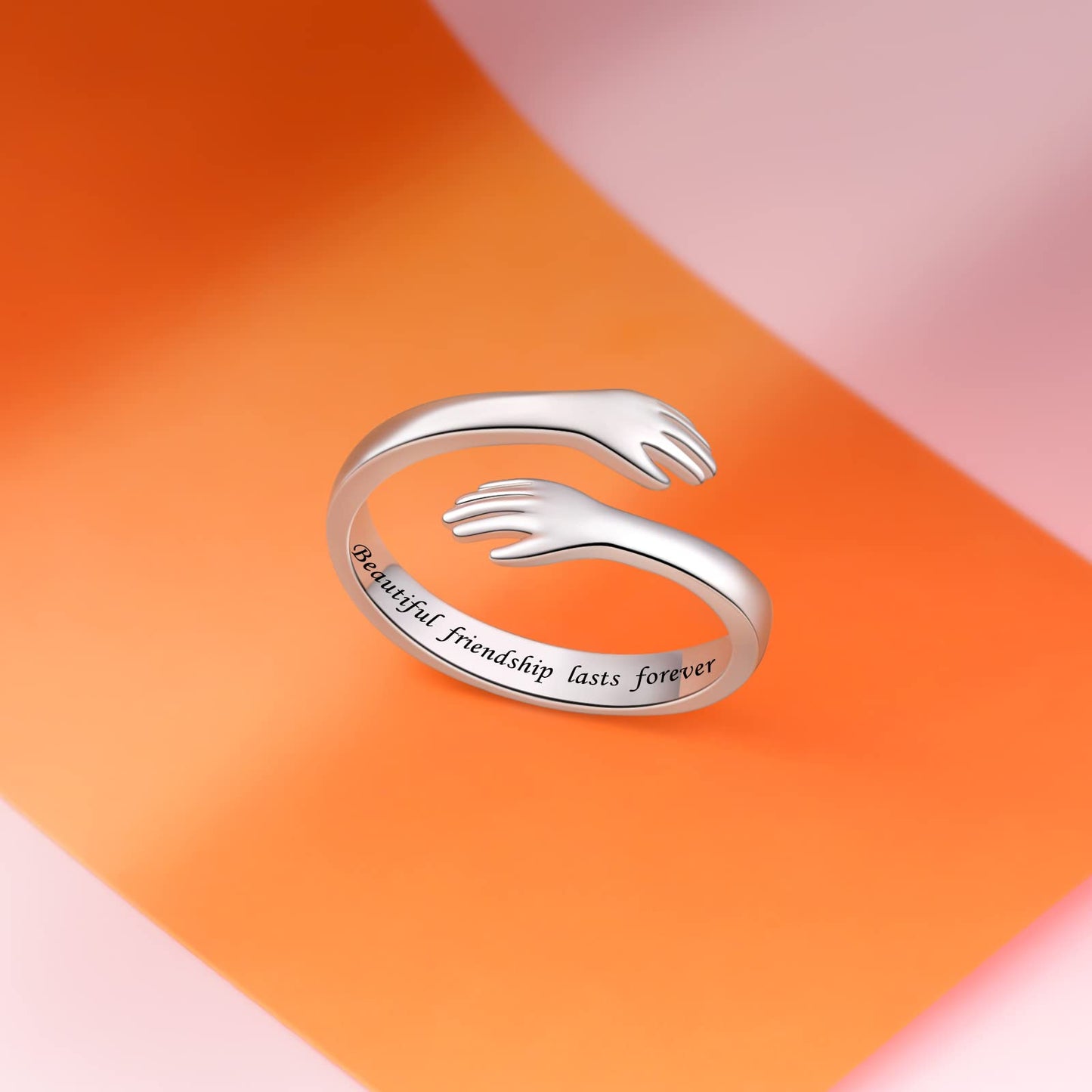 ACJFA 925 Sterling Silver Hug Ring for Women Teen Gilrs - Open Promise Ring Mothers Day Birthday Gifts for Daughters Mom Sister Wife Friends Grandma