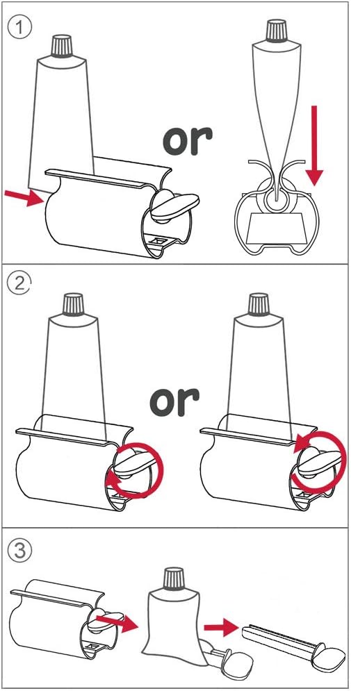 XYKEEY Toothpaste Tube Squeezer - Set of 2 Toothpaste Squeezer Rollers, Metal Toothpaste Tube Wringer Seat Holder Stand (Gray)