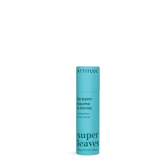 ATTITUDE Lip Balm, Natural Origin, Nourishes & Protects, Shea Butter, Coconut & Castor Oils, EWG Verified, For Dry Lips, Men and Women, Vegan, Unscented, 0.3 Oz