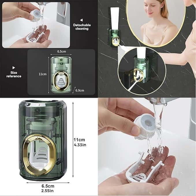 Light Luxury Toothpaste Squeezer, Automatic Toothpaste Squeezer, Toothpaste Dispenser, Household Wall Mounted Non-Punching Squeezer Toothbrush Holder Saves Toothpaste for Home (Color 03)
