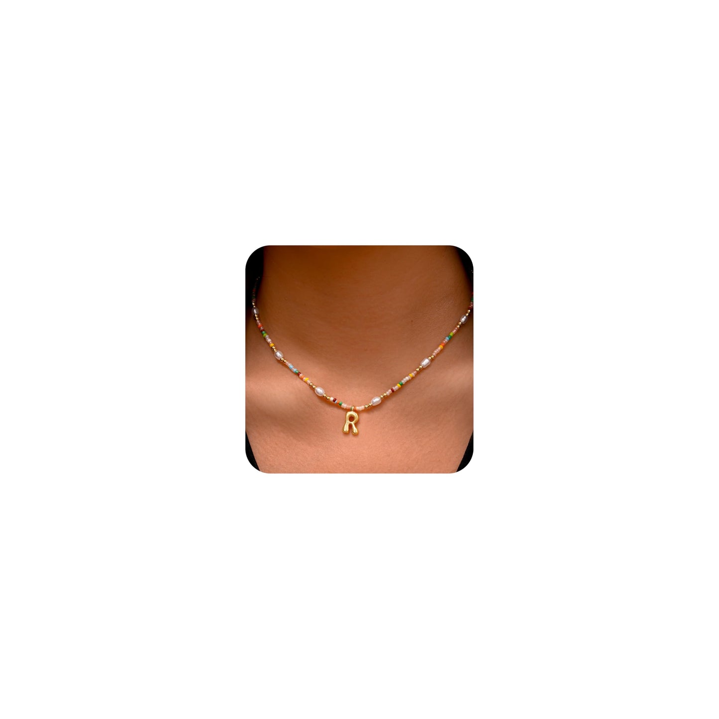 Ritach Birthday Gifts for Girls - R Letter Necklace Bubble Gold Initial Necklaces for Women Beaded Necklace for Girl Gifts for 7 8 9 10 11 12 Year Old Girl Birthday Gift for Girls Jewelry