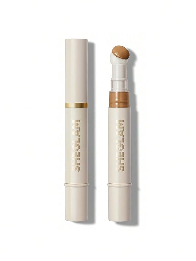 SHEGLAM Complexion Boost Concealer Sponge-Head Applicator Matte Liquid Concealer Long Lasting Brightening Color Corrector Weightless All-Day Long Lasting Hydrating Concealer-Caramel