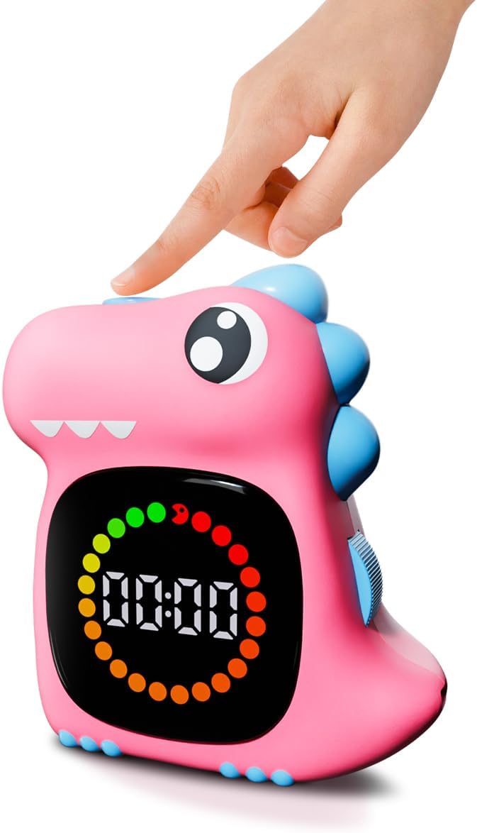 Visual Timer for Kids Toddler Timer Visual Countdown Pink Dinasuor Design Timers for Classroom Home Study Playing