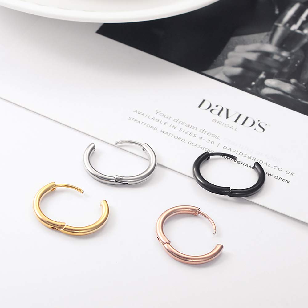 316L Surgical Stainless Steel Huggie Hoop Earrings 11mm Hypoallergenic Earrings Hoop Cartilage Helix Lobes Hinged Sleeper Earrings For Men Women (D01:11mm Gold(THK 2.0mm))