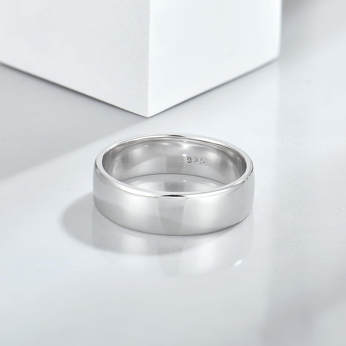STARCHENIE Solid 925 Sterling Silver 6mm Wedding Band Ring, Comfort Fit High Polish, for Men and Women (Size 8)