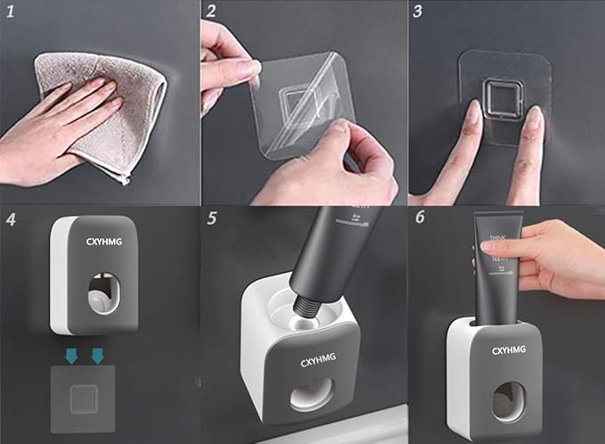 Automatic Toothpaste Dispenser for Kids, 2 PCS Toothpaste Squeezer for Kids & Family Shower Decor, is Wall Mounted Bathroom Accessories Organizer (Grey+Black, 2PACK)