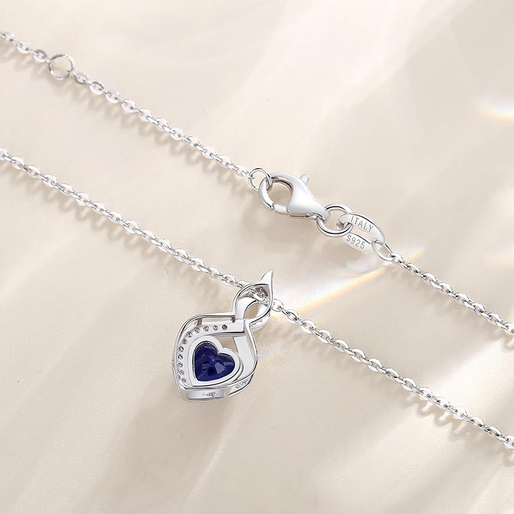 FANCIME Opal Necklace 14K Solid White Gold Heart Pendant with Diamond October Birthstone Necklace Birthday Gifts for Mom Women
