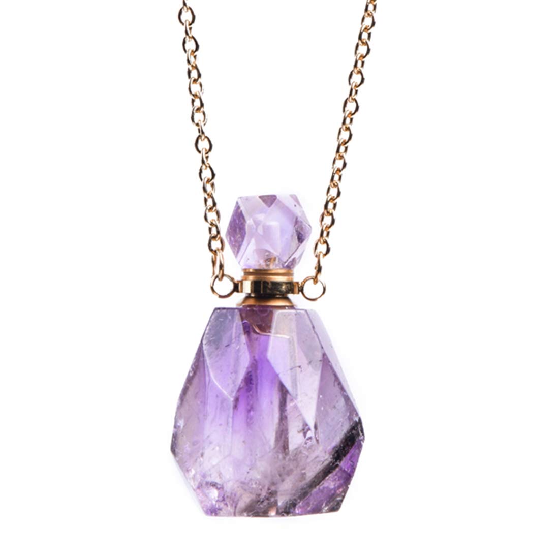 YGLINE Natural Healing Stone Essential Oil Diffuser Perfume Bottle Pendant Necklace Jewelry