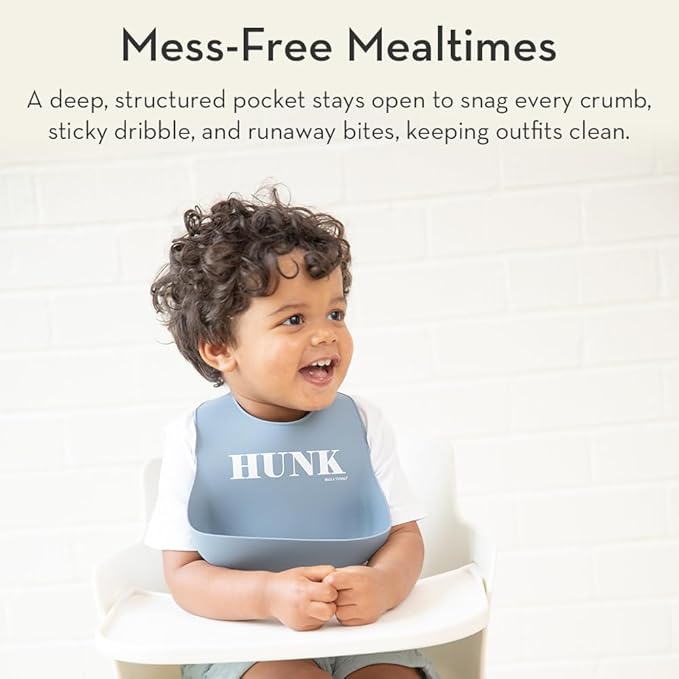 Bella Tunno Wonder Bib - Adjustable Silicone Baby Bibs for Girls & Boys, Durable and Waterproof BPA Free Silicone, Just like Dad