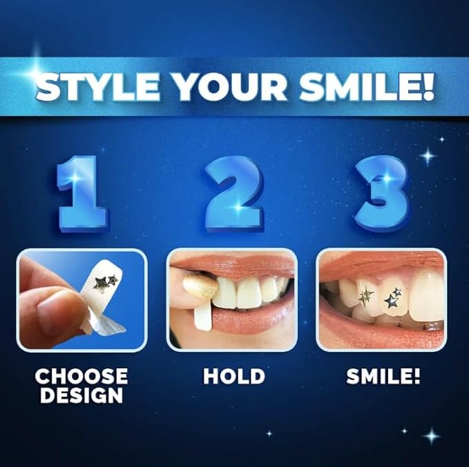 Halloween Tooth Bling Tattoo – Temporary Tooth Gem Kit for Teeth – Safe for Teens & Adults, Removable Fun Fake Tooth Tattoo Stickers for Halloween Costume, Party & Cosplay (VIP)