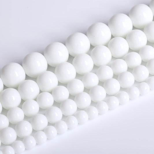 8mm 48pcs Natural White Porcelain Agates Stone Round Beads for Jewelry Making Spacer Loose Spacers Beads DIY Bracelets 15" Strand