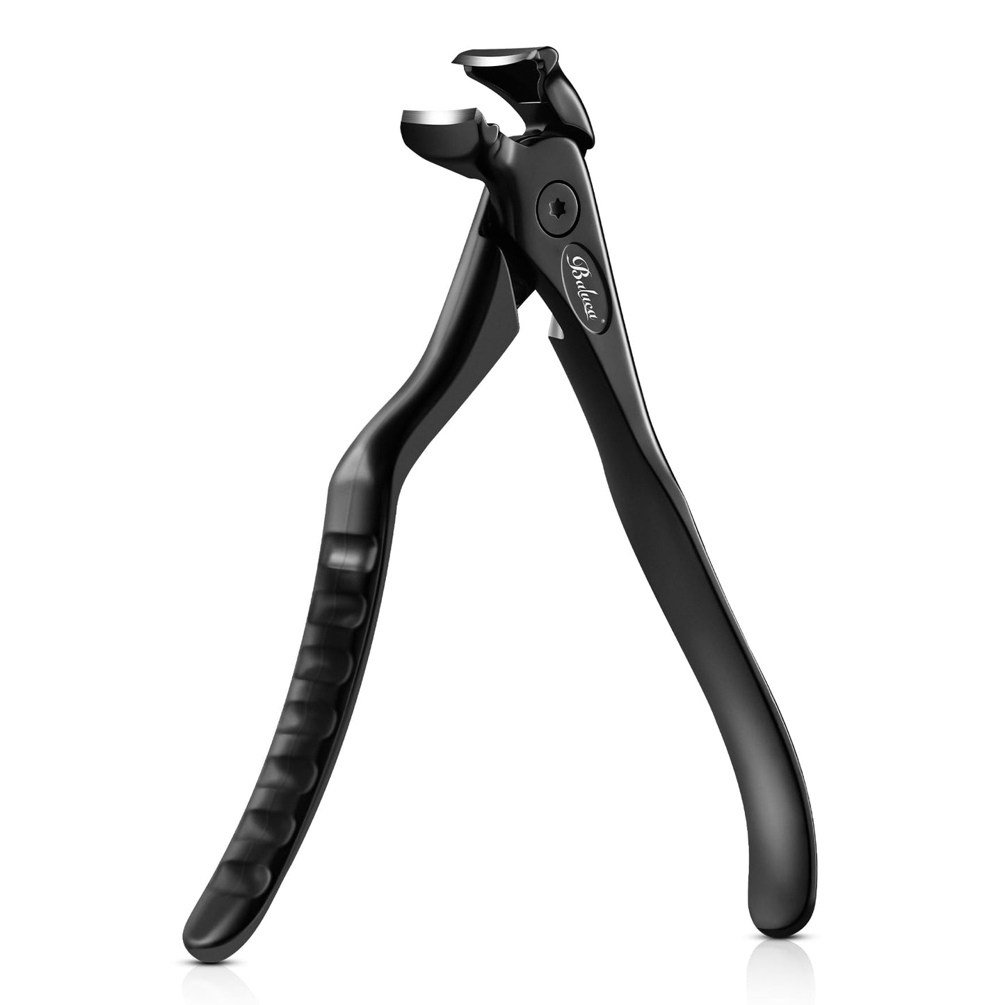 BALUCA Ergonomic Nail Clipper for Seniors - Toenail Clipper for Thick Toenails and Fingernails, Long Handle Nail Clippers with Catcher (Black, Long Handle)