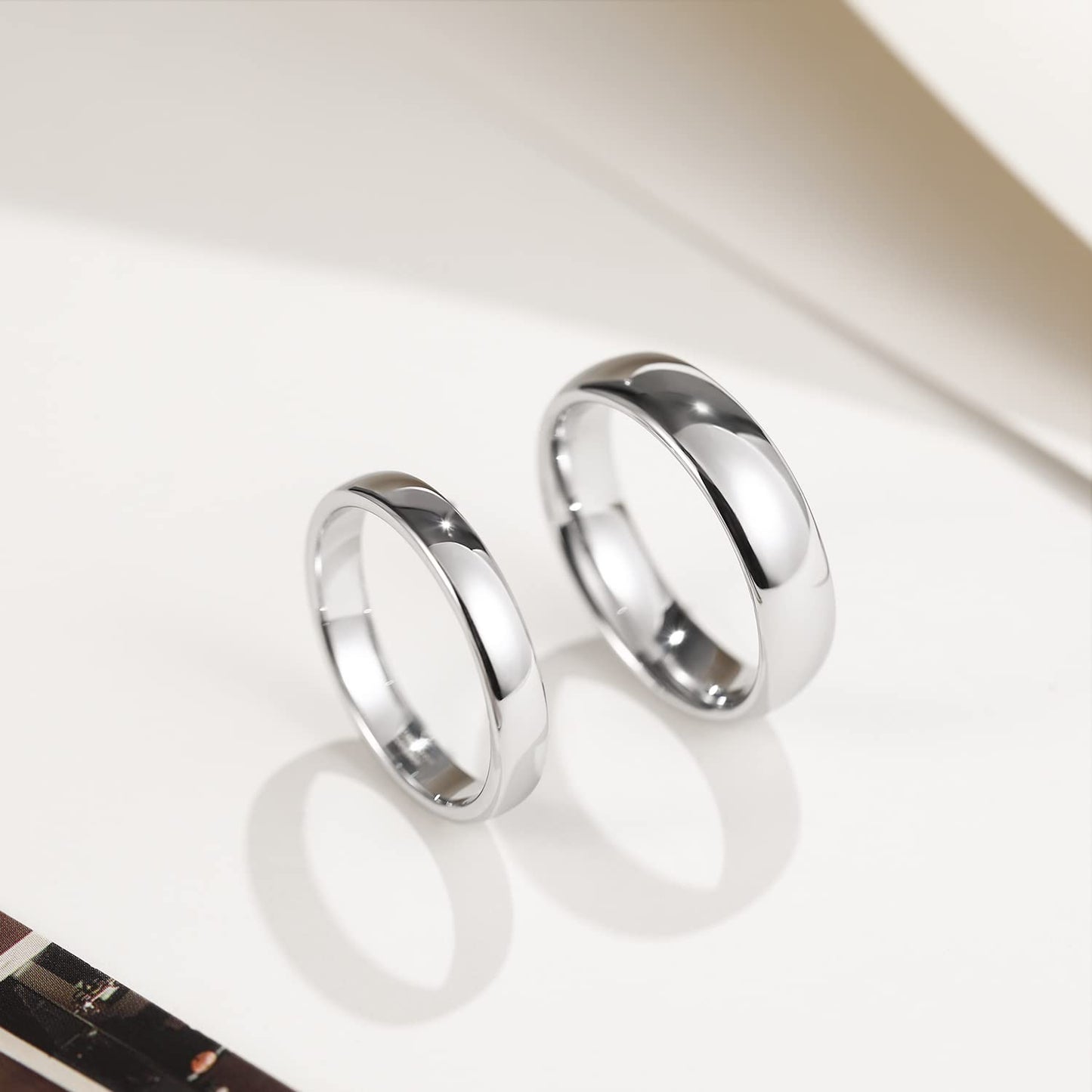 Greenpod 4mm Tungsten Rings for Women High Polished Plain Dome Silver Classic Wedding Band Comfort Fit Size 5.5