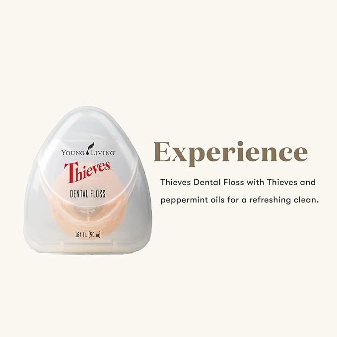 Young Living Thieves Dental Floss | 164 ft | Infused with Thieves Essential Oil Blend | Natural Waxed Floss for Daily Oral Hygiene, Fresh Breath, and a Naturally Clean Feeling | 3 Pack
