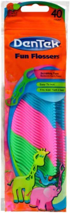 DenTek Kids Fun Flossers, Wild Fruit Flavor 40 Count (Pack of 3)