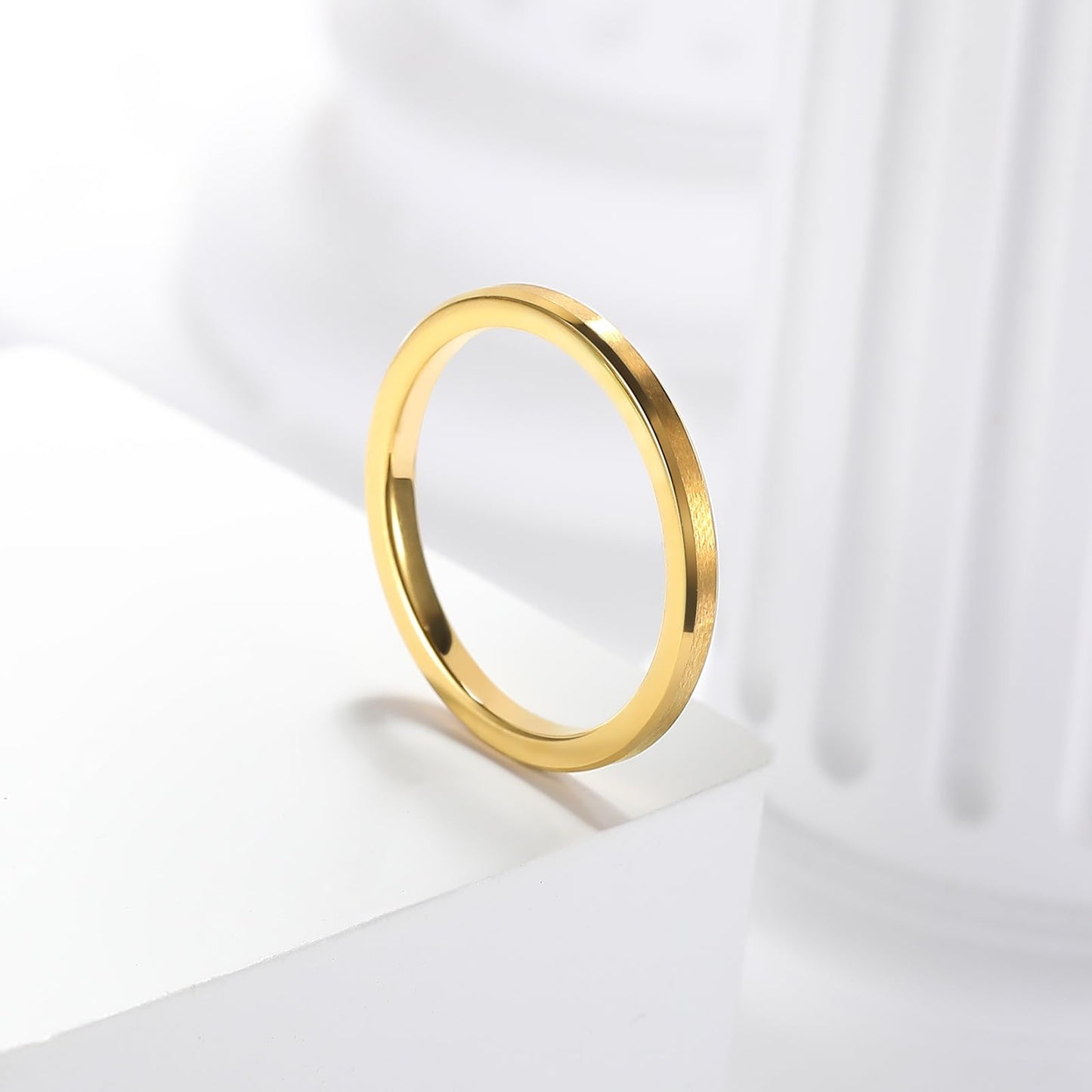 King Will 2mm Gold Tungsten Men's Wedding Band - Brushed Matte Finish, Beveled Polished Edge, Comfort Fit Size 6