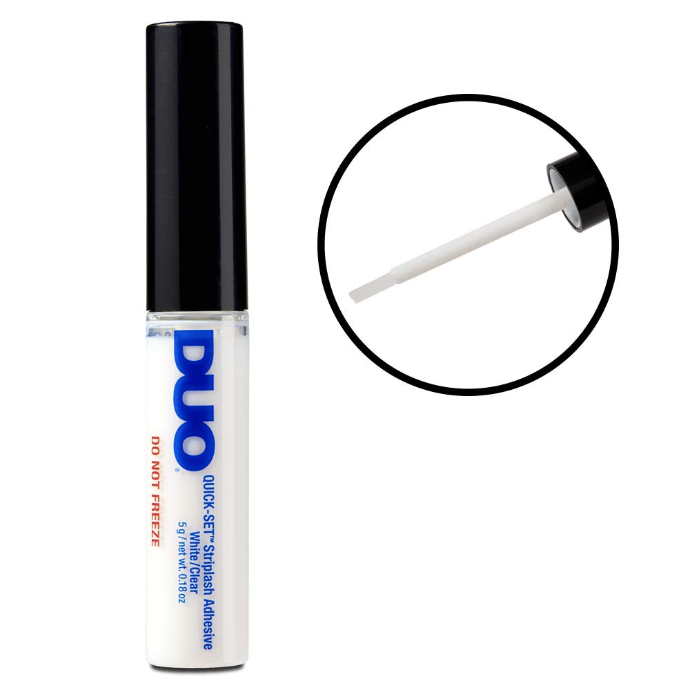 DUO Quick-Set Strong Hold Eyelash Lash Glue - White/Clear, Latex-Free, Waterproof, Fast Drying Strip Lash Adhesive 0.18 oz, 2 Pack