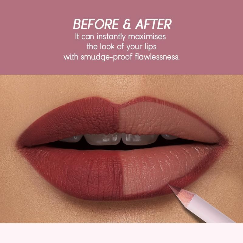 USHAS Lipstick and Lip Liner Combo Set 2 in 1 Waterproof Matte Lipstick pen for Women Lip liner Set Long Lasting with Makeup Set (Y18, Pack of 1)