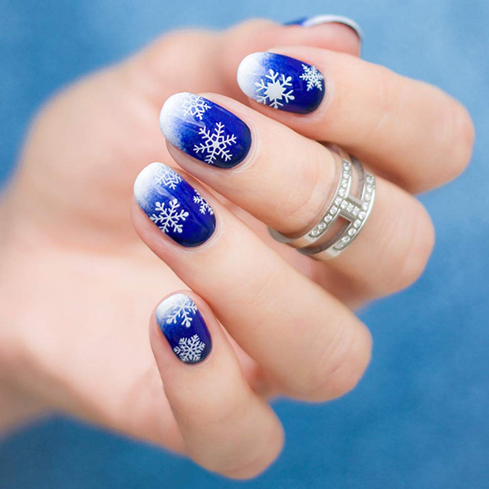 1500+ Patterns Christmas Nail Art Stickers Decals, Kalolary Self-adhesive Nail Stickers Santa Claus Snowflake Snowman Christmas Bell Tree Stick Elk for Christams Nail Decorations (12 Sheet Large Size)