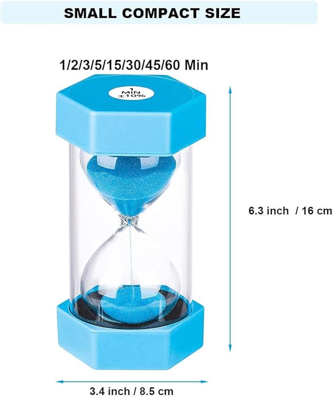 SuLiao 30 Minute Sand Hourglass Timer: Plastic Sand Clock 30 Minutes, Extra Blue Reloj De Arena, Unity Hour Glass Colorful Sandglass Timer for Kids, Games, Classroom, Kitchen, Decoration